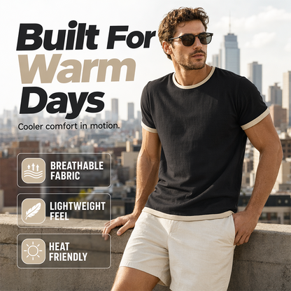 T-shirt à col rond pour homme avec bordures contrastées