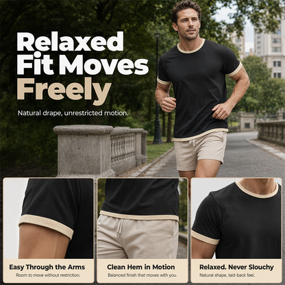 T-shirt à col rond pour homme avec bordures contrastées
