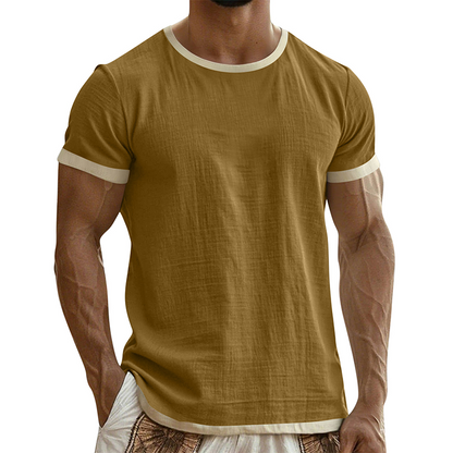 T-shirt à col rond pour homme avec bordures contrastées