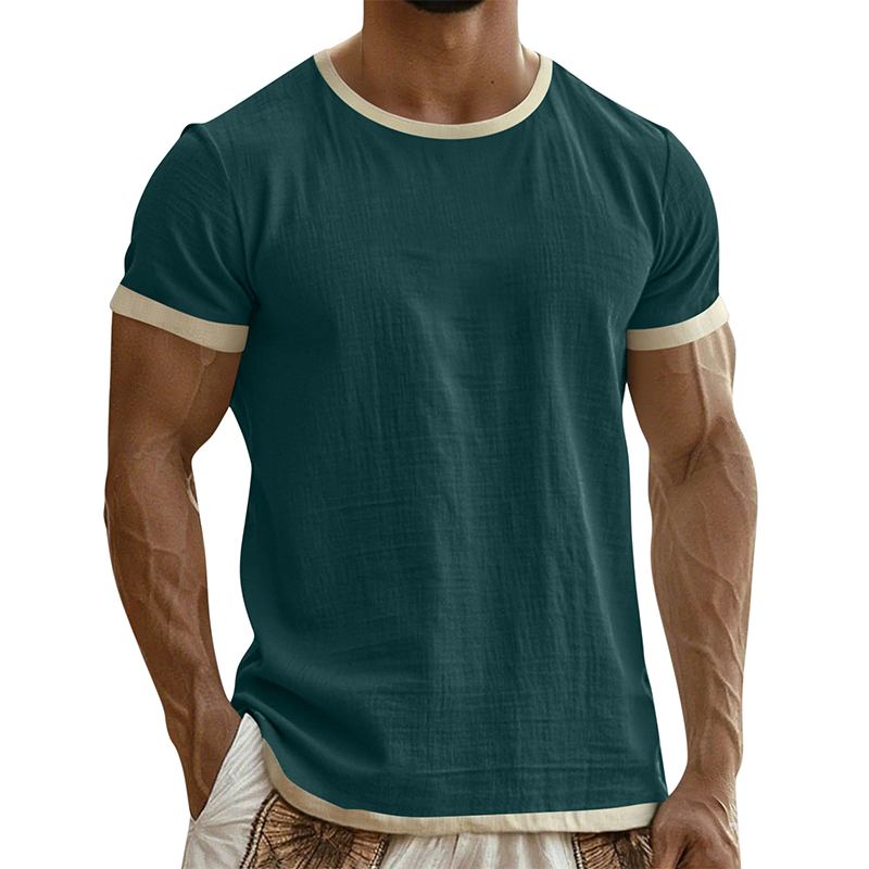 T-shirt à col rond pour homme avec bordures contrastées
