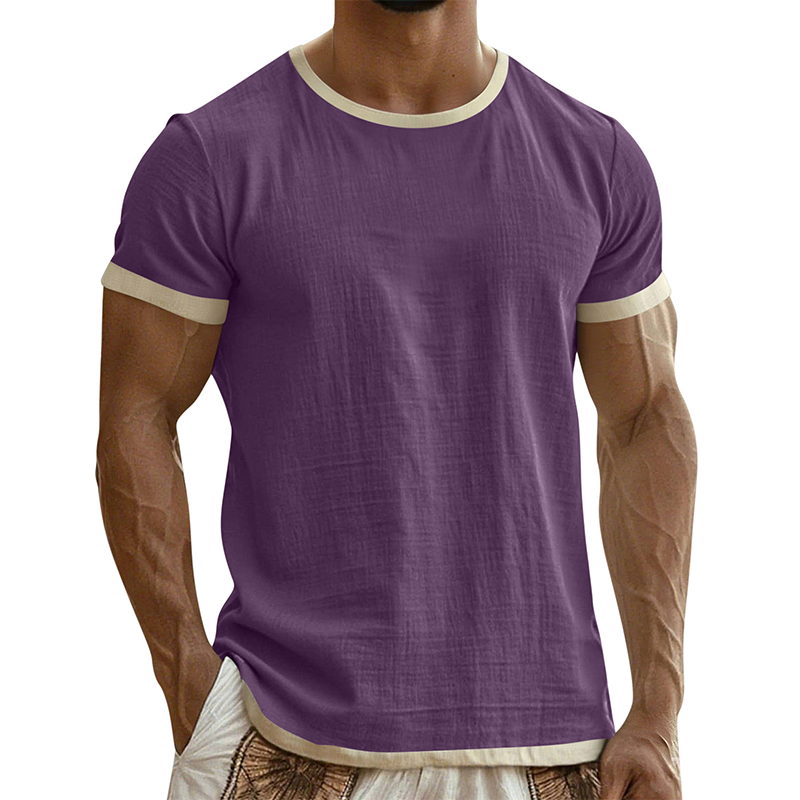 T-shirt à col rond pour homme avec bordures contrastées