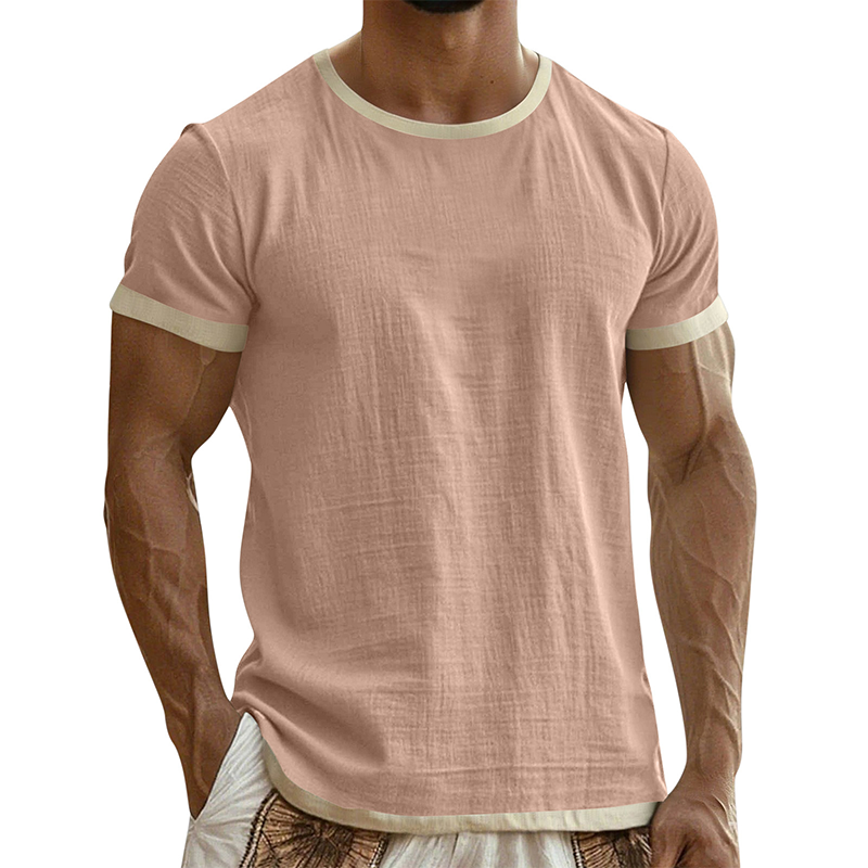 T-shirt à col rond pour homme avec bordures contrastées