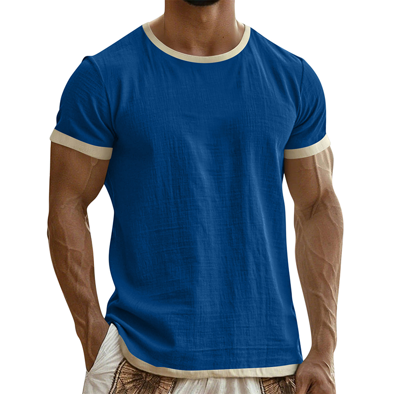 T-shirt à col rond pour homme avec bordures contrastées
