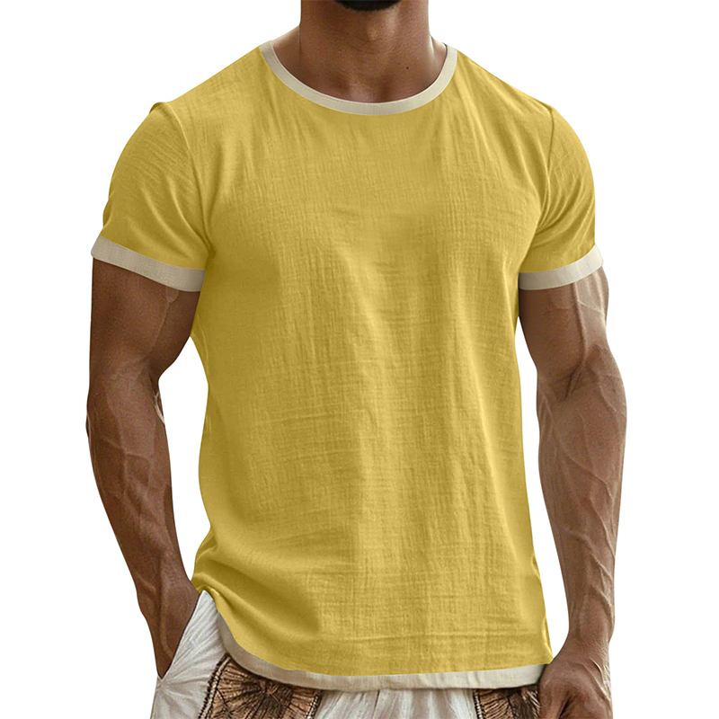 T-shirt à col rond pour homme avec bordures contrastées