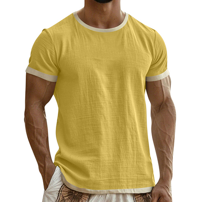 T-shirt à col rond pour homme avec bordures contrastées
