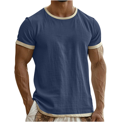 T-shirt à col rond pour homme avec bordures contrastées