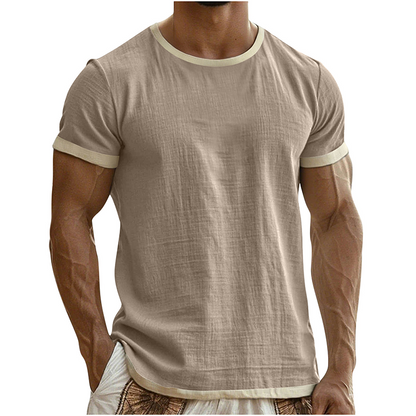 T-shirt à col rond pour homme avec bordures contrastées