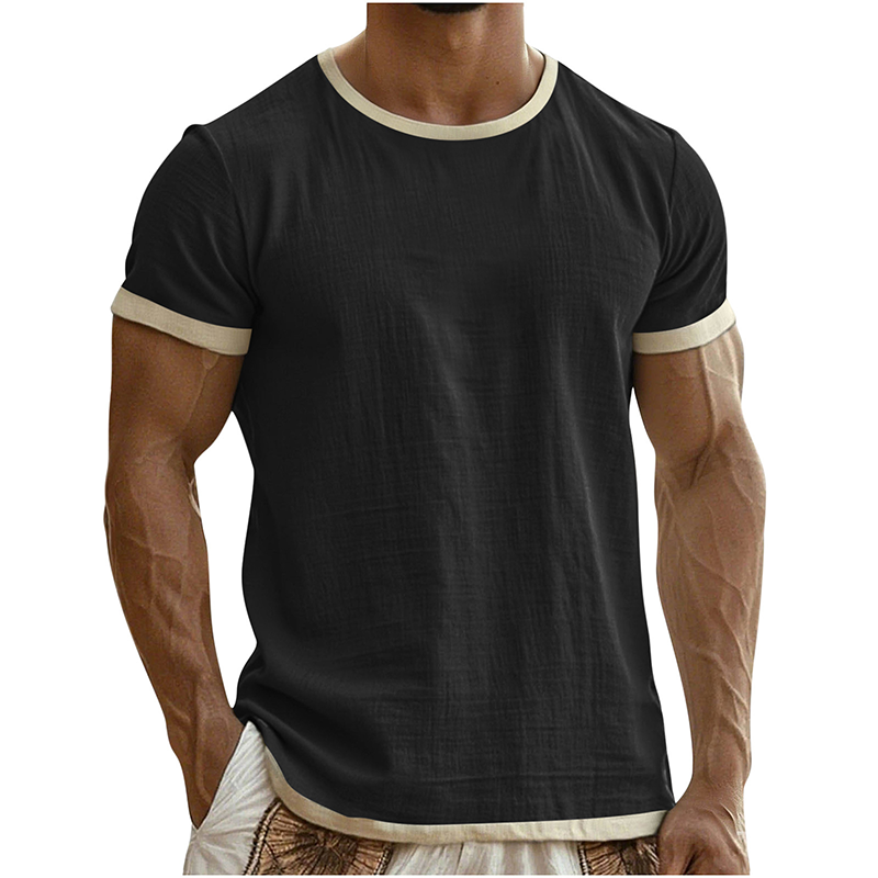 T-shirt à col rond pour homme avec bordures contrastées