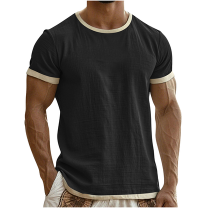 T-shirt à col rond pour homme avec bordures contrastées