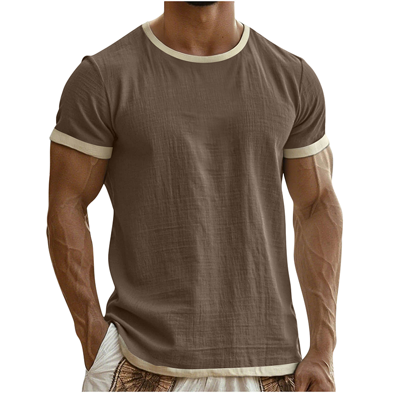 T-shirt à col rond pour homme avec bordures contrastées