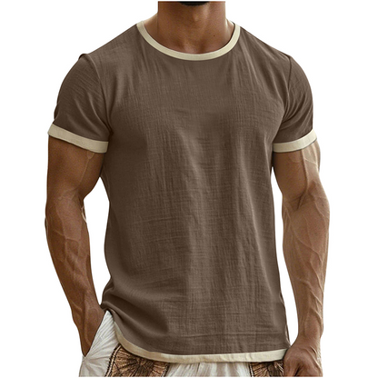 T-shirt à col rond pour homme avec bordures contrastées