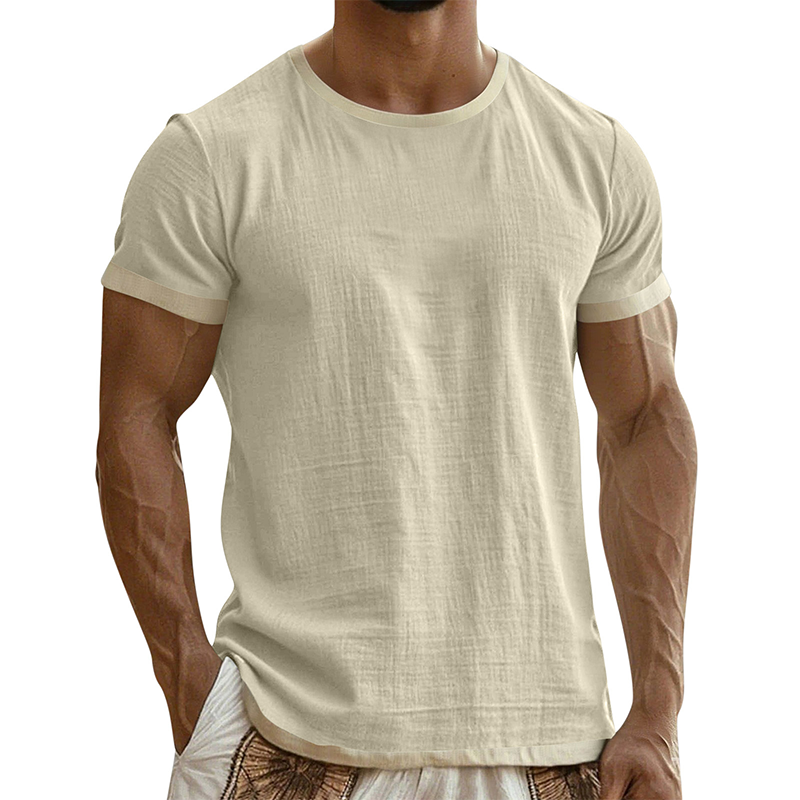 T-shirt à col rond pour homme avec bordures contrastées