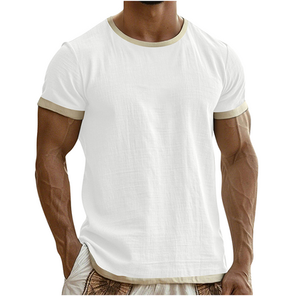 T-shirt à col rond pour homme avec bordures contrastées