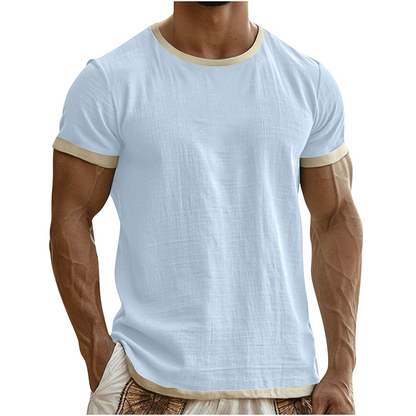 T-shirt à col rond pour homme avec bordures contrastées