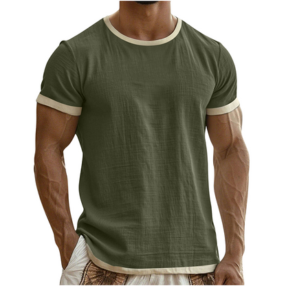 T-shirt à col rond pour homme avec bordures contrastées