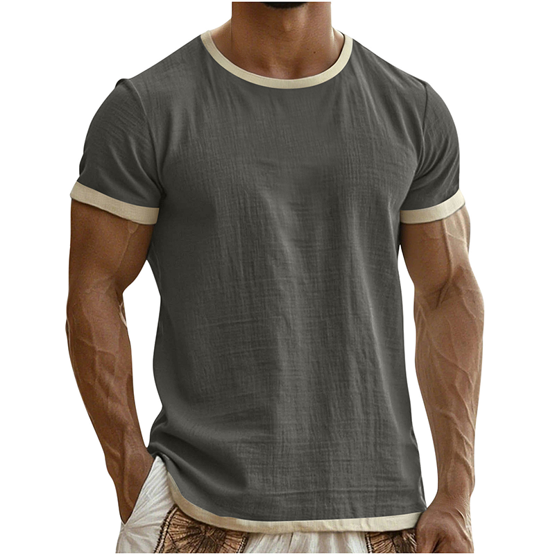 T-shirt à col rond pour homme avec bordures contrastées