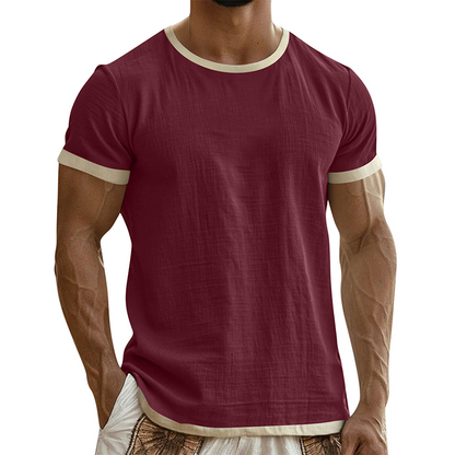 T-shirt à col rond pour homme avec bordures contrastées