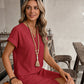 Robe chemise décontractée à col en V et boutons pour femme
