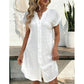 Robe chemise décontractée à col en V et boutons pour femme