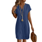 Robe chemise décontractée à col en V et boutons pour femme