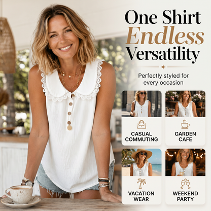Haut d'été sans manches à revers en dentelle pour femme