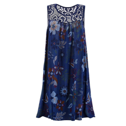 💥Sconto del 50% a tempo limitato🔥 Abito Senza Maniche con Stampa | Vestibilità Ampia Nasconde il Pancino | Anti-Piega & Senza Stiratura | Tessuto Misto Confortevole | Bianco/Nero/Blu Navy/Verde/Fucsia S-4XL