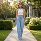 Pantalon décontracté à coupe droite pour femme