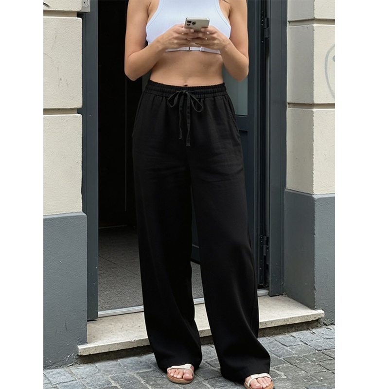 Pantalon décontracté à coupe droite pour femme