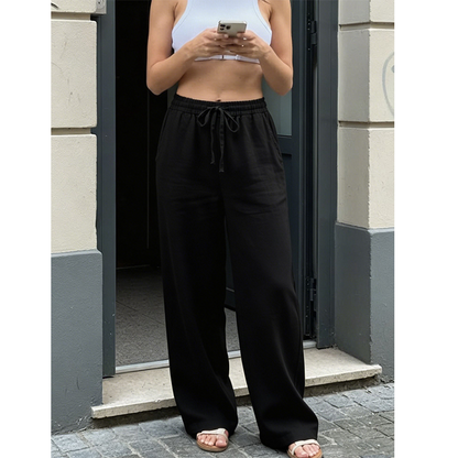 Pantalon décontracté à coupe droite pour femme