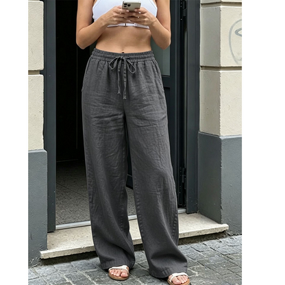 Pantalon décontracté à coupe droite pour femme