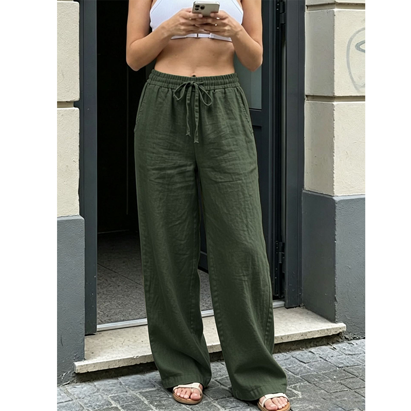 Pantalon décontracté à coupe droite pour femme