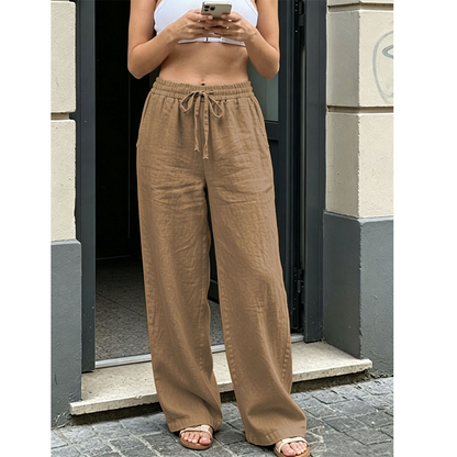 Pantalon décontracté à coupe droite pour femme