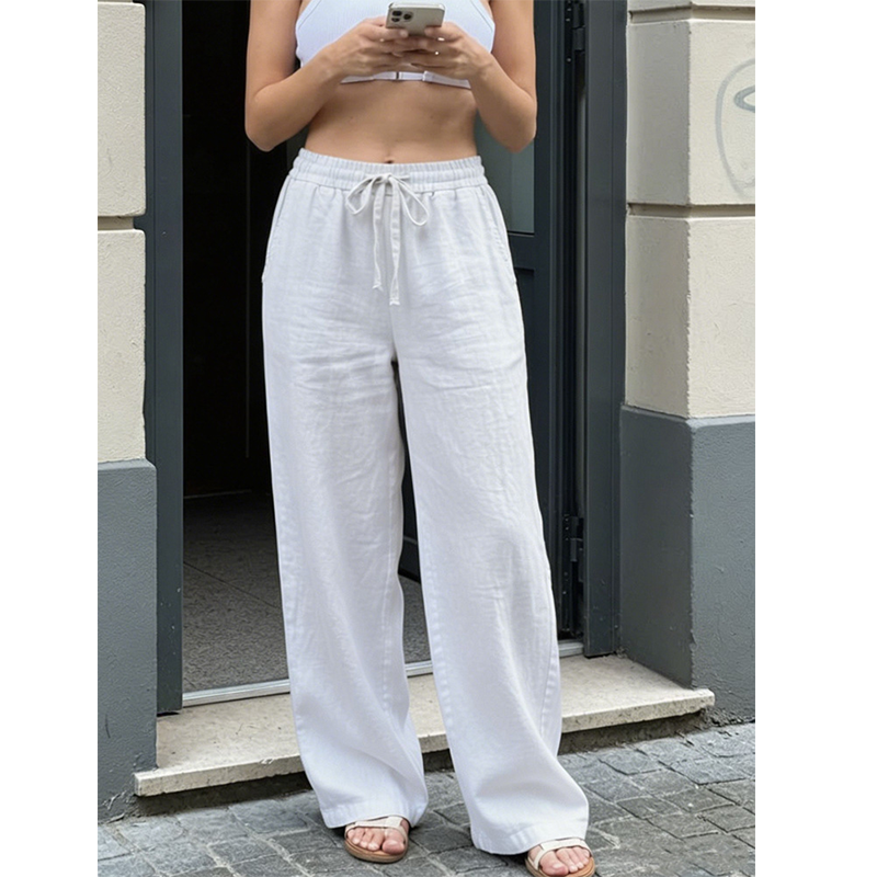 Pantalon décontracté à coupe droite pour femme