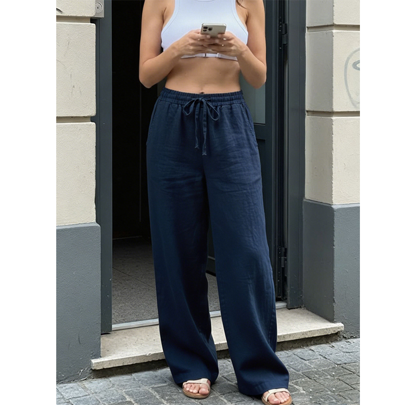 Pantalon décontracté à coupe droite pour femme