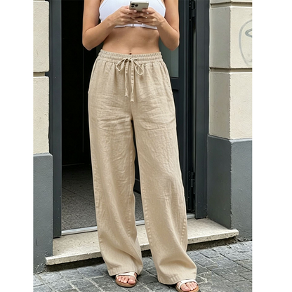 Pantalon décontracté à coupe droite pour femme