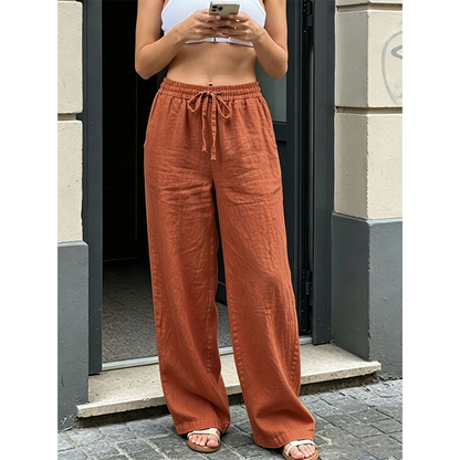 Pantalon décontracté à coupe droite pour femme
