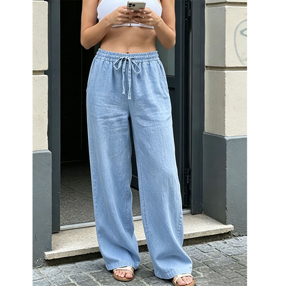 Pantalon décontracté à coupe droite pour femme