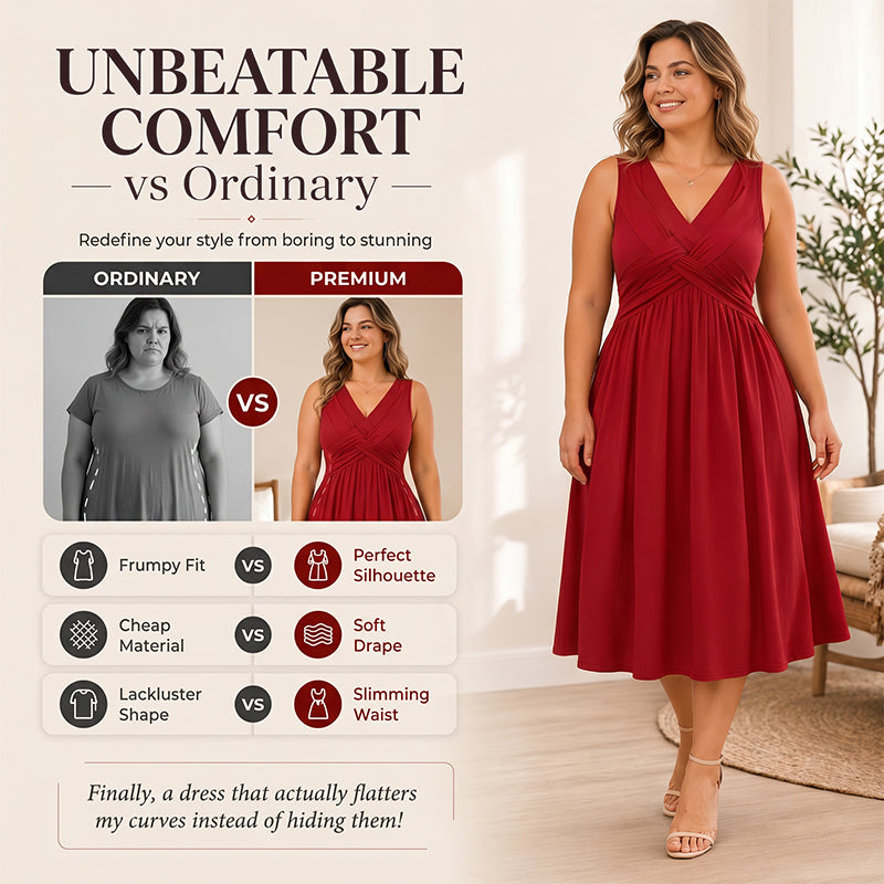 Robe femme sans manches à col V et détail torsadé