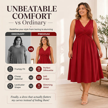 Robe femme sans manches à col V et détail torsadé