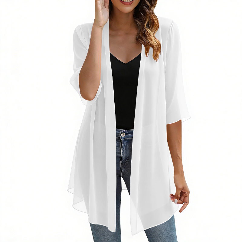 Cardigan léger en mousseline à ouverture sur le devant pour femme