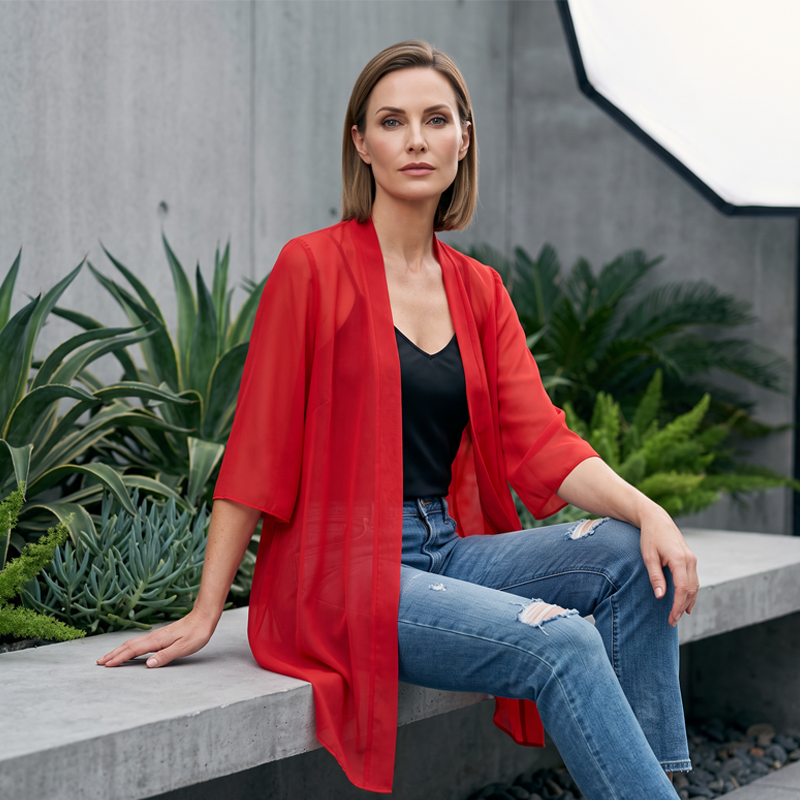 Cardigan léger en mousseline à ouverture sur le devant pour femme