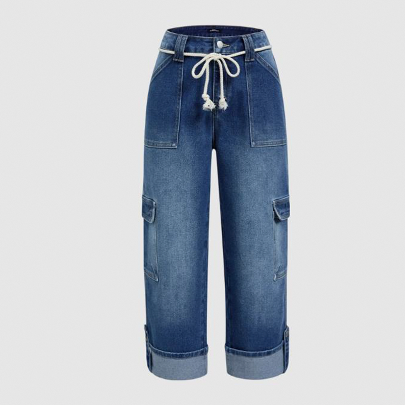 👖 50% DE RÉDUCTION ! 🌿 Pantalon Cargo Large Décontracté pour Femme – Taille Cordon Ajustable, Grandes Poches Latérales & Coupe Relax – Idéal pour le Quotidien, les Voyages et les Sorties – Bleu, Tailles S à 3XL ✨💙