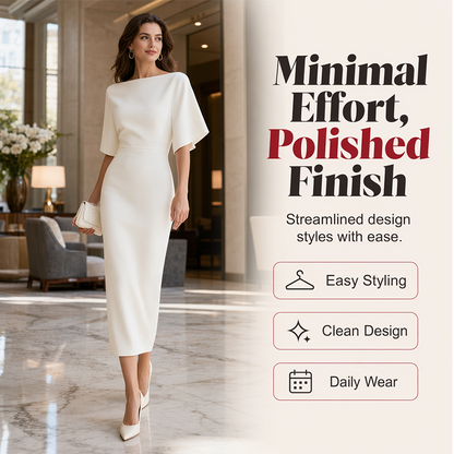 Robe élégante à col bateau et manches flottantes pour femme