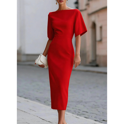 Robe élégante à col bateau et manches flottantes pour femme