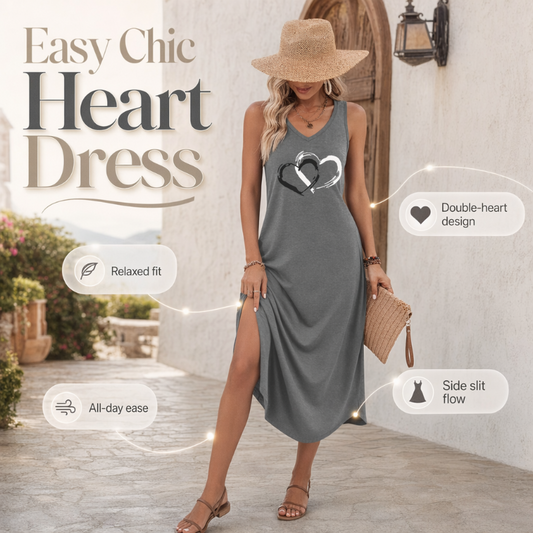 🔥-40%👗 Robe Tank Femme Sans Manches – Coupe Ample Col Rond Imprimé Cœur