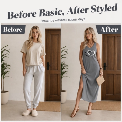 🔥-40%👗 Robe Tank Femme Sans Manches – Coupe Ample Col Rond Imprimé Cœur