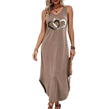 🔥-40%👗 Robe Tank Femme Sans Manches – Coupe Ample Col Rond Imprimé Cœur