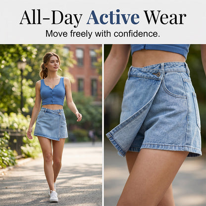 🔥-50% de réduction 👖 Jupe en jean femme, ourlet asymétrique, coupe courte, coupe couvrante, avec poches