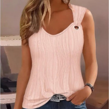 🔥-40% 👚 Débardeur Femme Unie – Col Rond Large Sans Manches Coupe Ample 🌿 pour le quotidien