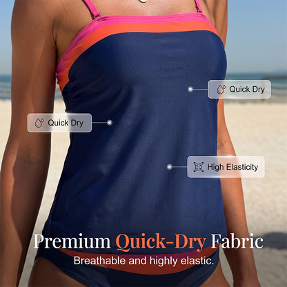 👙 50% DE RÉDUCTION ! 🌊 Ensemble Tankini Deux Pièces Femme – Color Block, Taille Haute & Couverture Pudique – Style Moderne et Confortable – Idéal pour la Plage, la Piscine et les Activités Estivales ☀️💙✨
